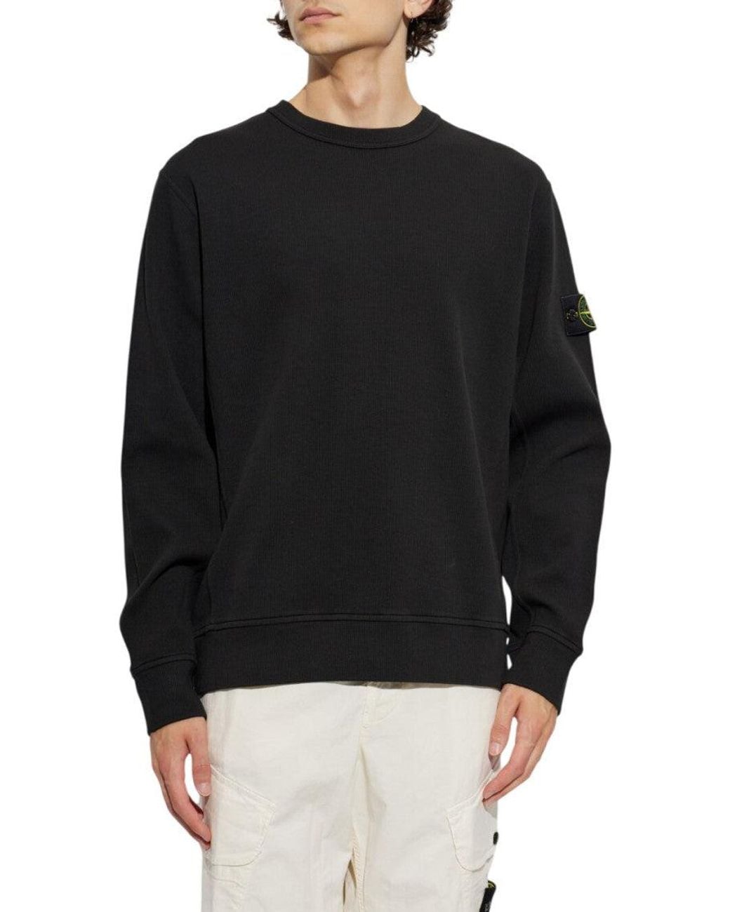 Stone Island Black Crew Neck Sweatshirt for men