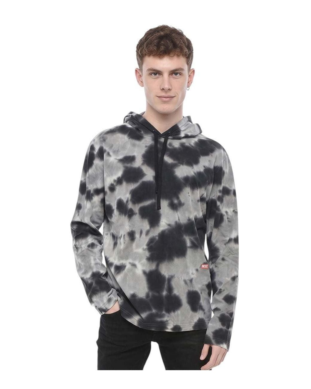 DIESEL Gray Tie-Dye Hoodie for men
