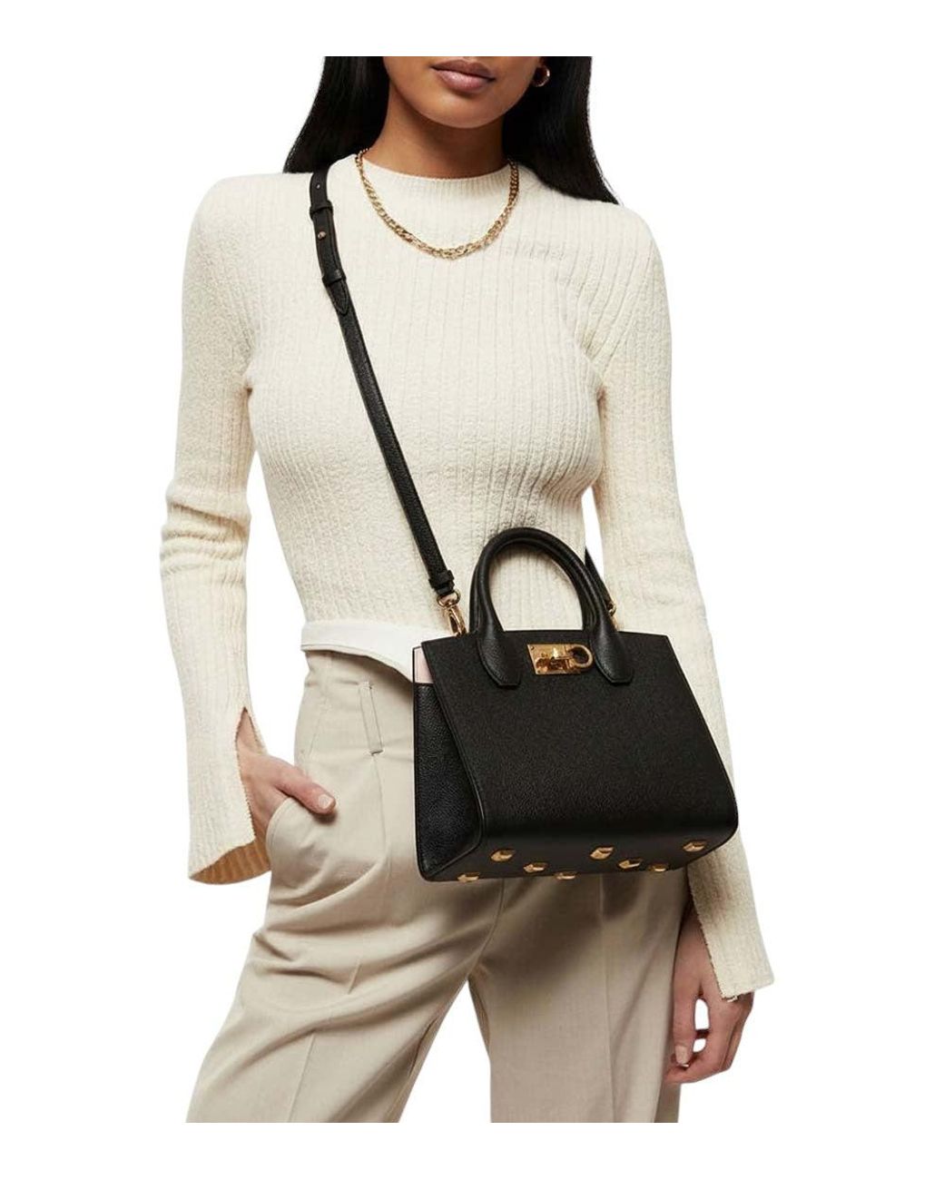 Ferragamo Black Studio Xs Satchel
