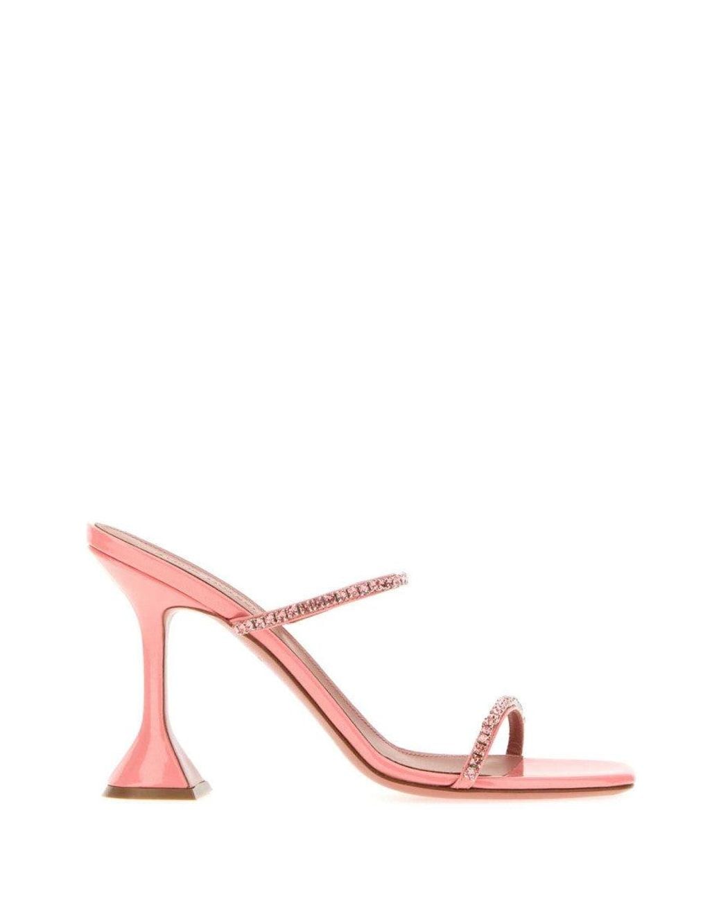 AMINA MUADDI Pink Leather Gilda Heels
