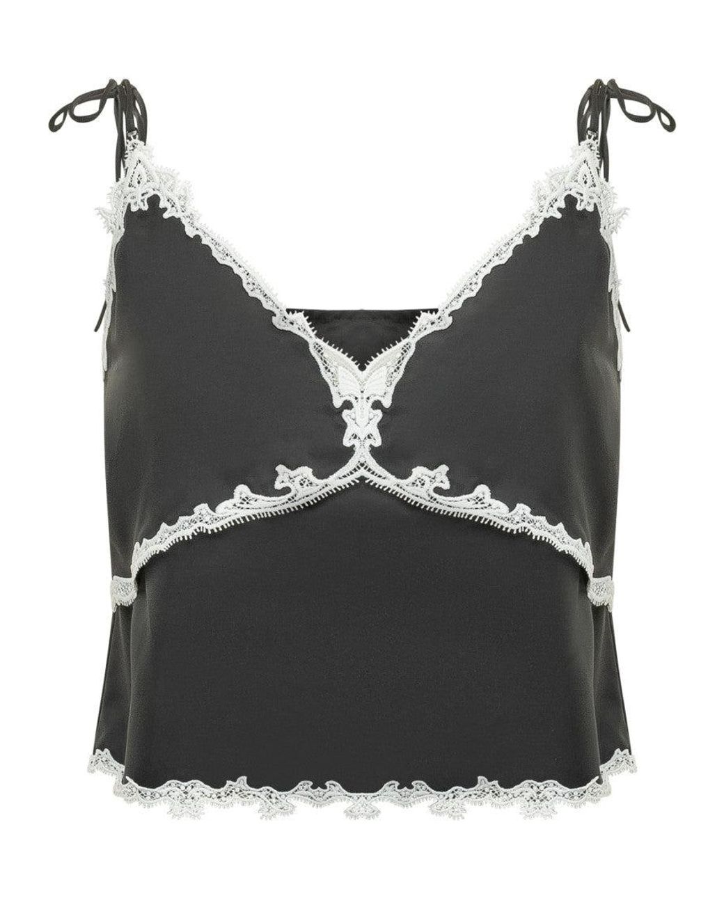Pinko Black Lace-Insert Strappy Top