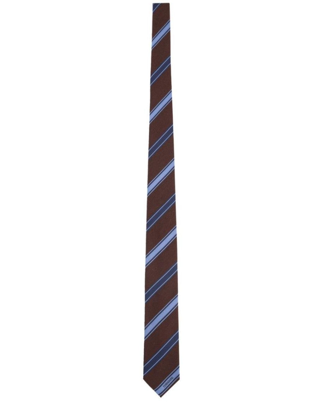 Ferragamo Brown Cravatta Stripes Tie for men