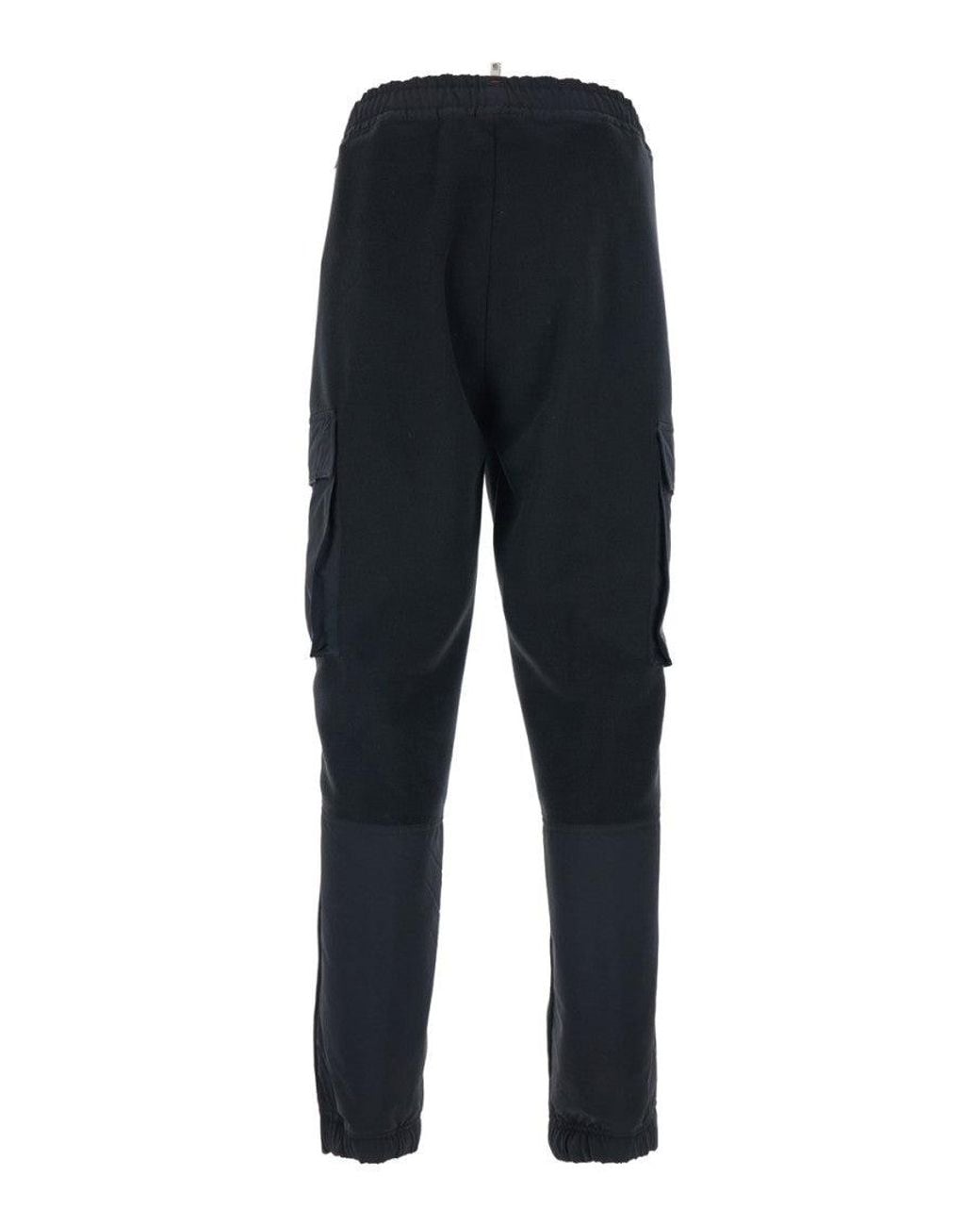Moncler Blue Pants With Side Logo Patch And Tech Fabric Inserts for men