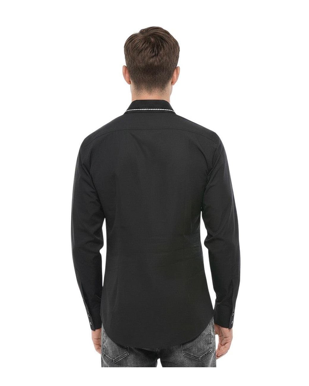 DSquared² Black Slim Solid Shirt for men
