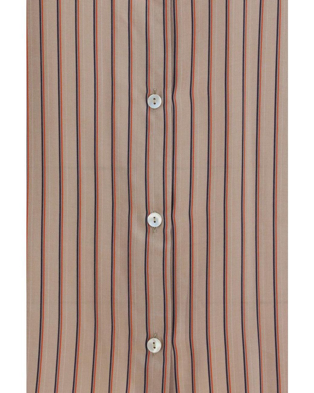 Kristina Ti Brown Nude Relaxed Stripes Shirt