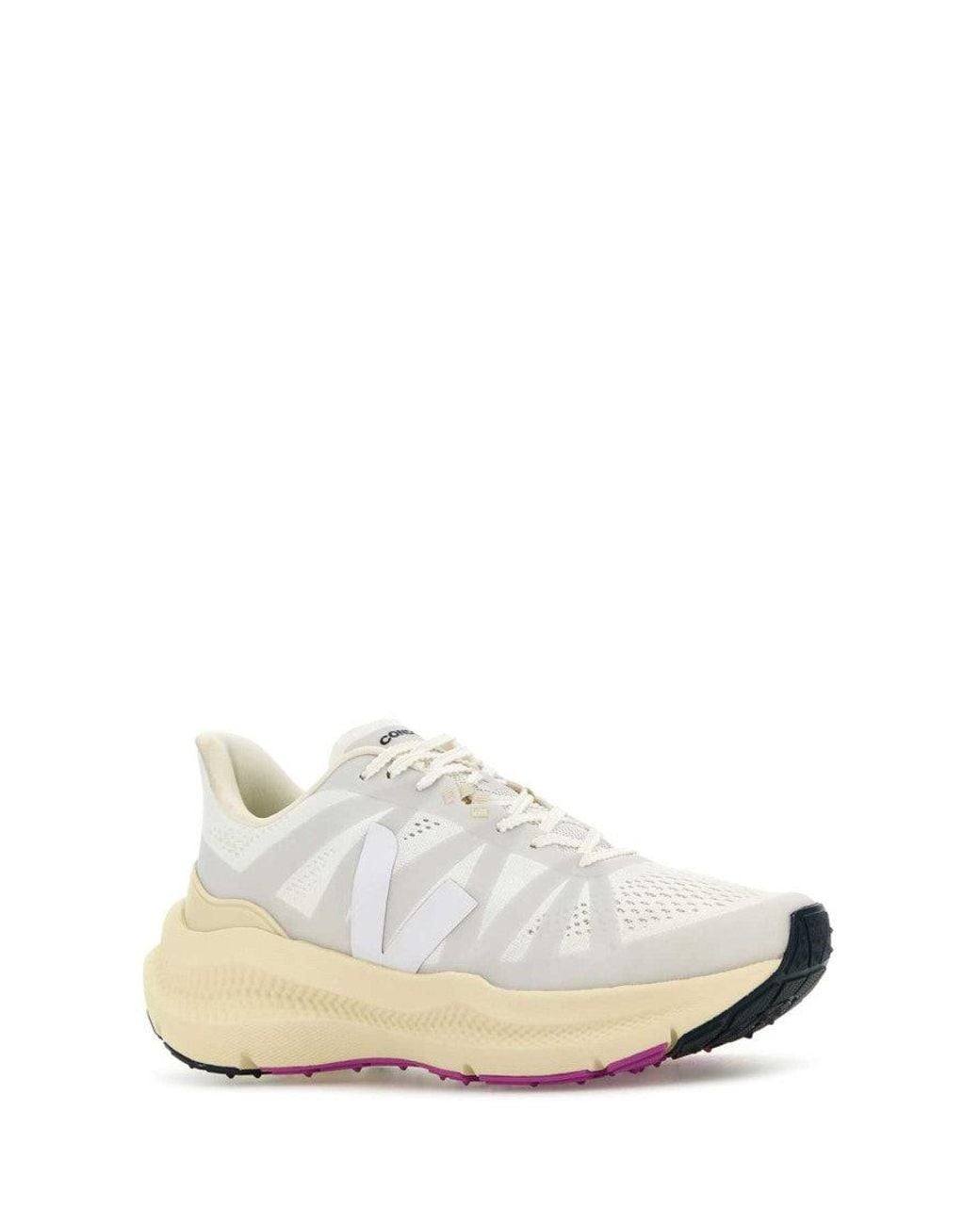 Veja White Fabric Lace Up Sneakers for men