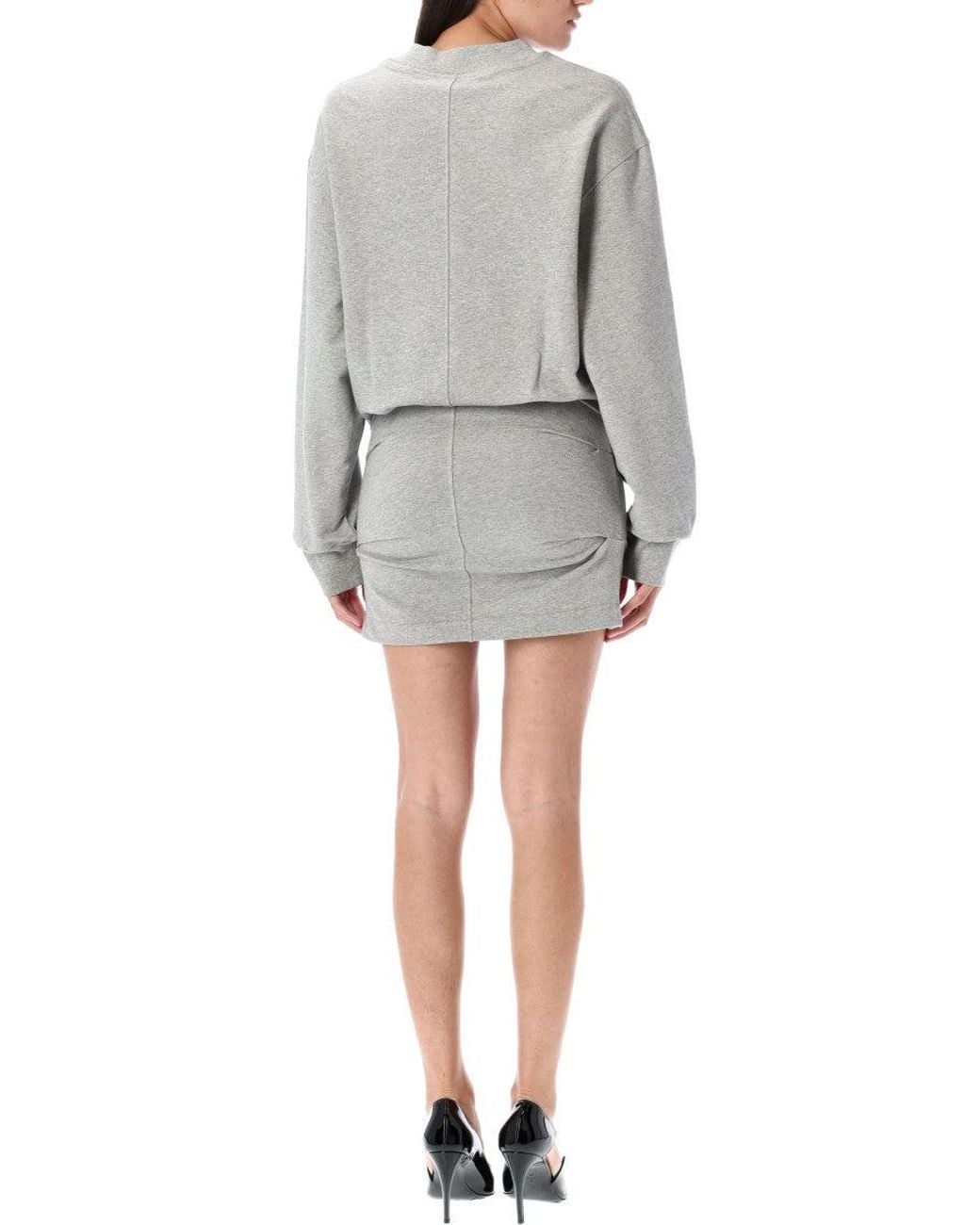 The Attico Gray Logo-Appliqué Mini Dress