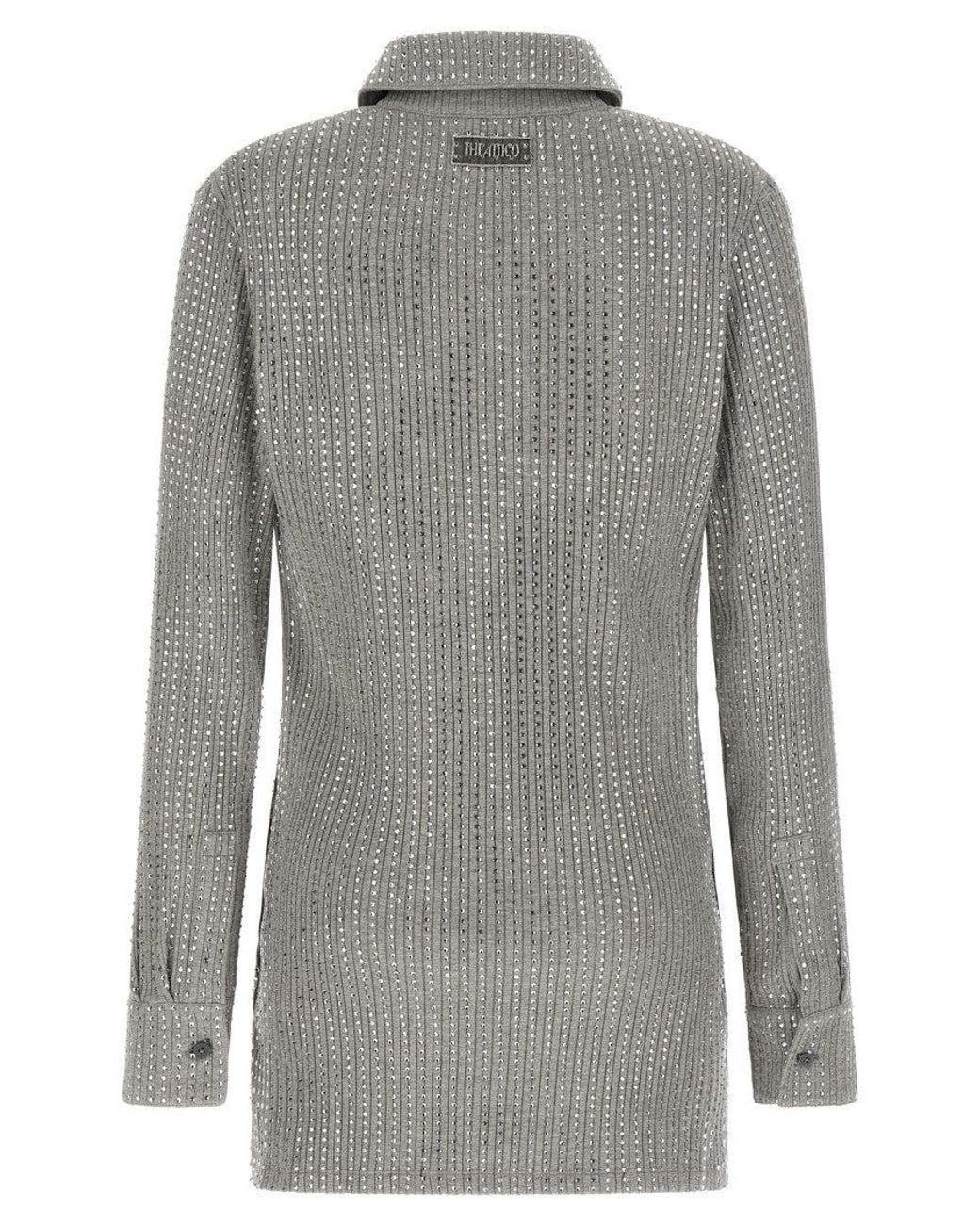 The Attico Gray V-Neck Mini Dress