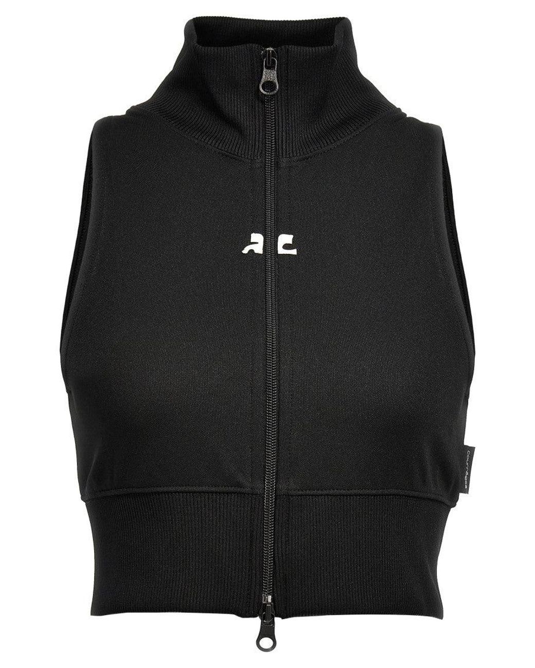 Courreges Black Logo Mock Collar Jacket