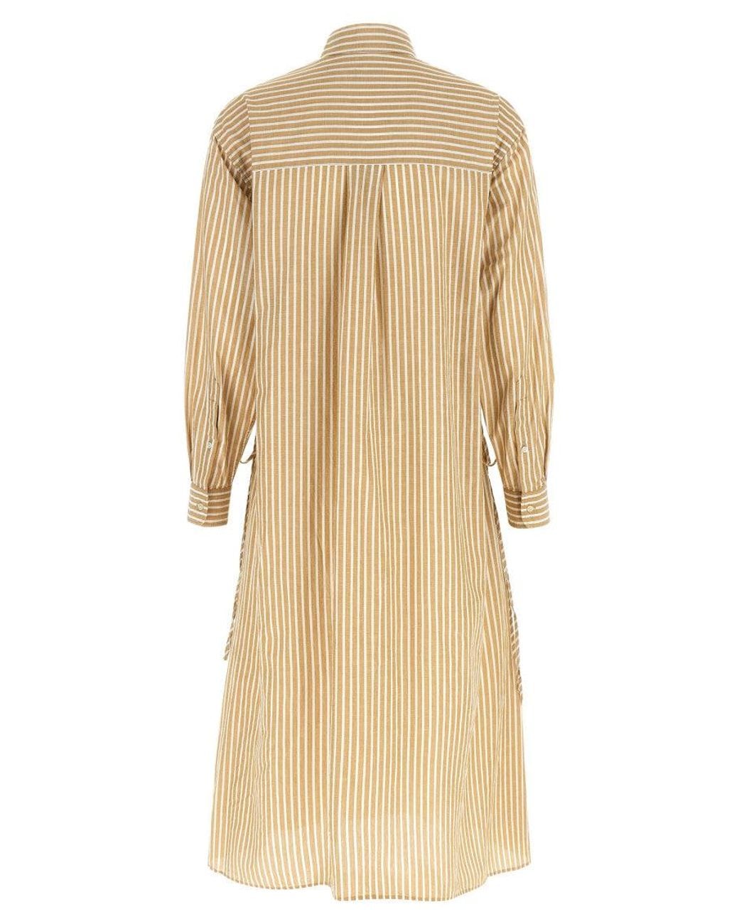 Polo Ralph Lauren Natural Striped Cotton-Linen Chemisier Dress