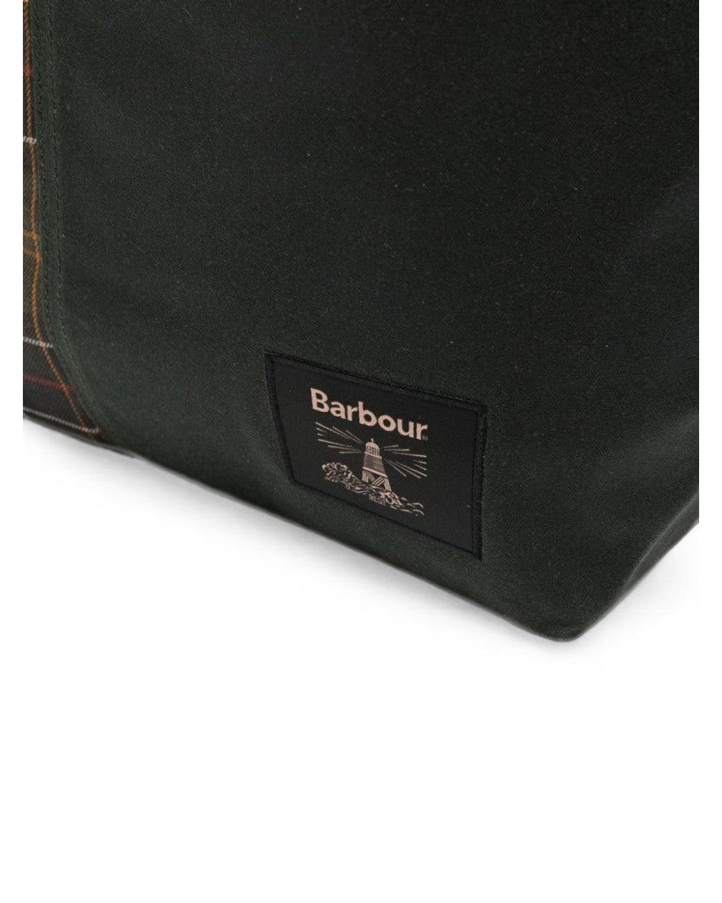 Barbour Black Sage Field Patchwork Tartan Large Tote for men
