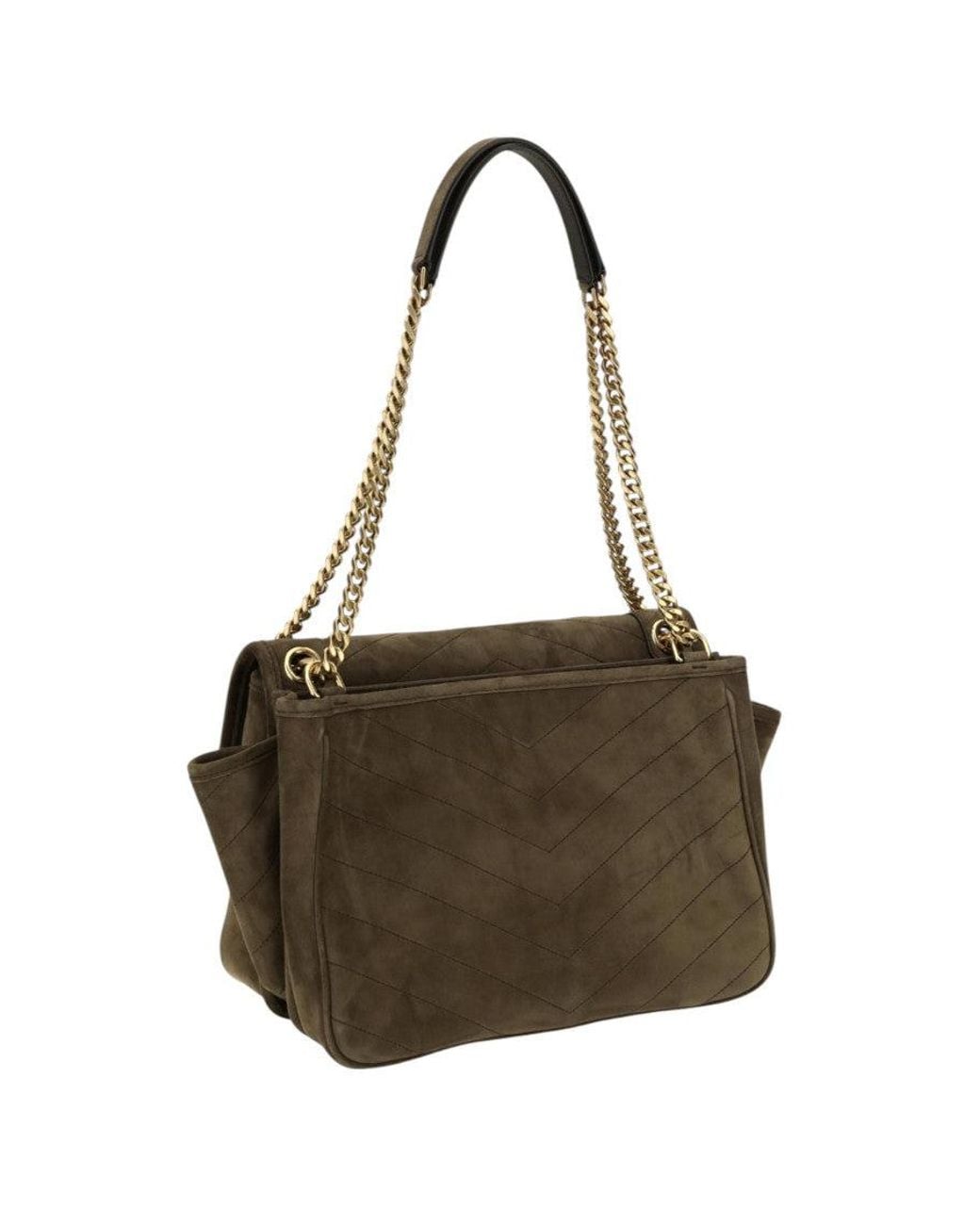 Saint Laurent Brown Army Suede Niki Tripouch Shoulder Bag