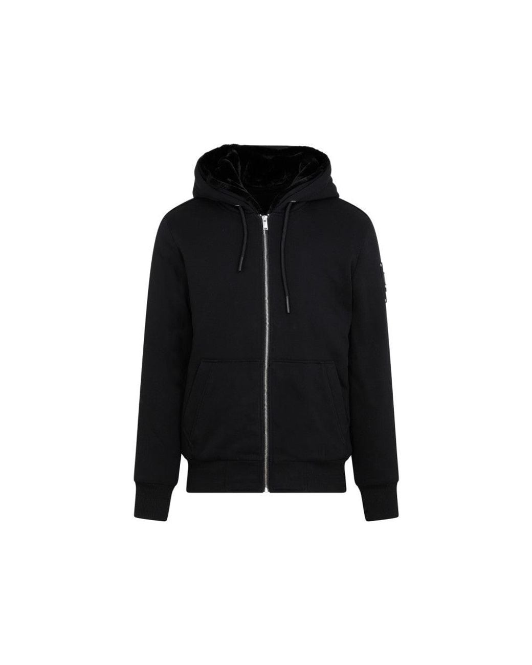 Moose Knuckles Black Logo Zip-Up Hoodie for men