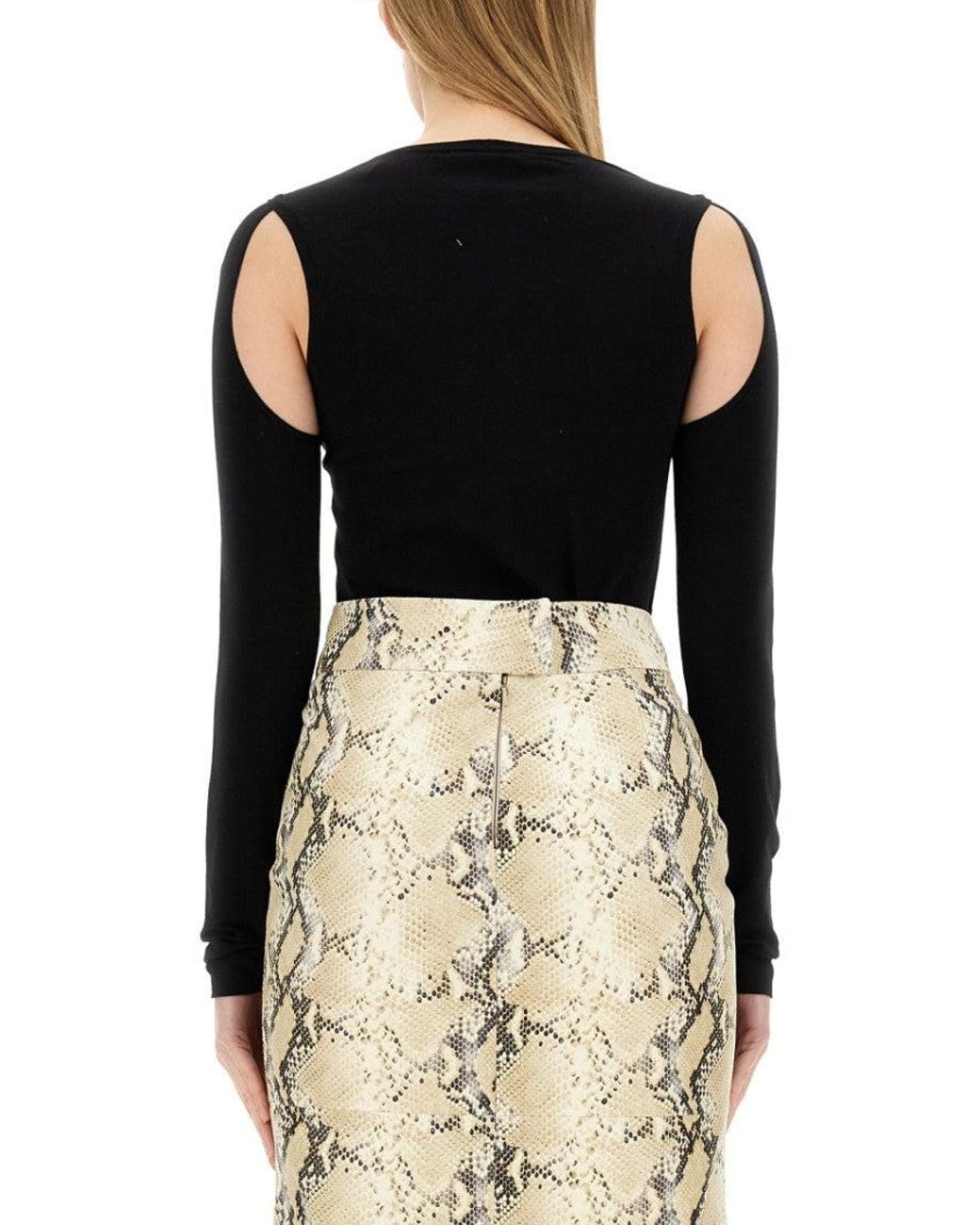 Helmut Lang Black Solid Round Neck Sweater
