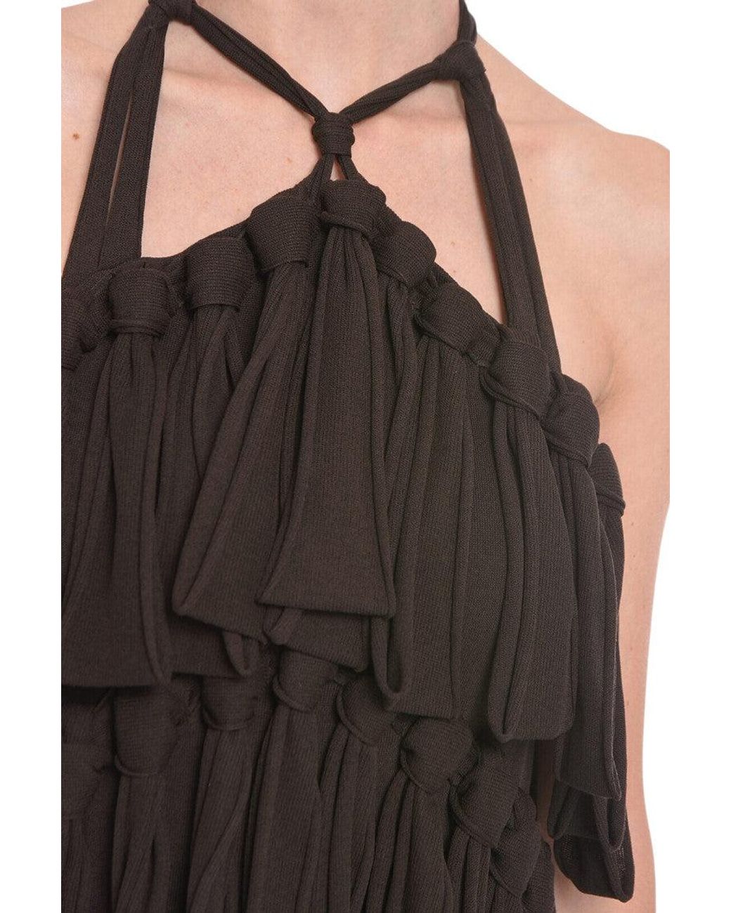Bottega Veneta Black Pleated Halter Neck Dress