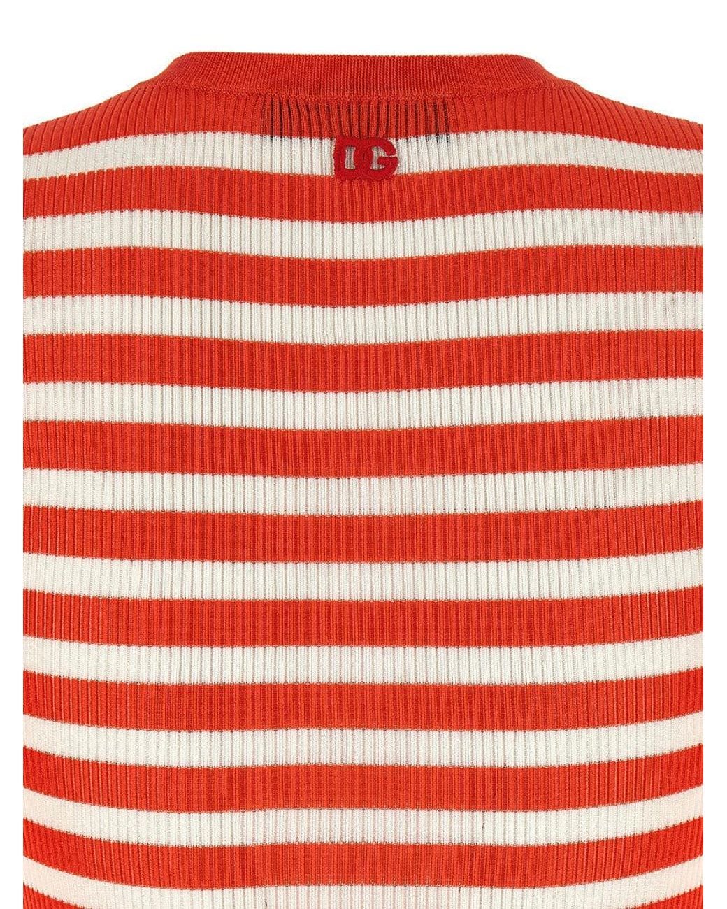 Dolce & Gabbana Red Striped Viscose Cardigan