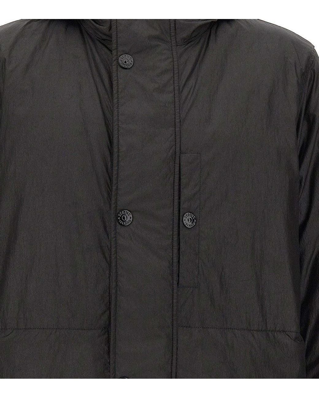Stone Island Black Hooded Parka Jacket for men