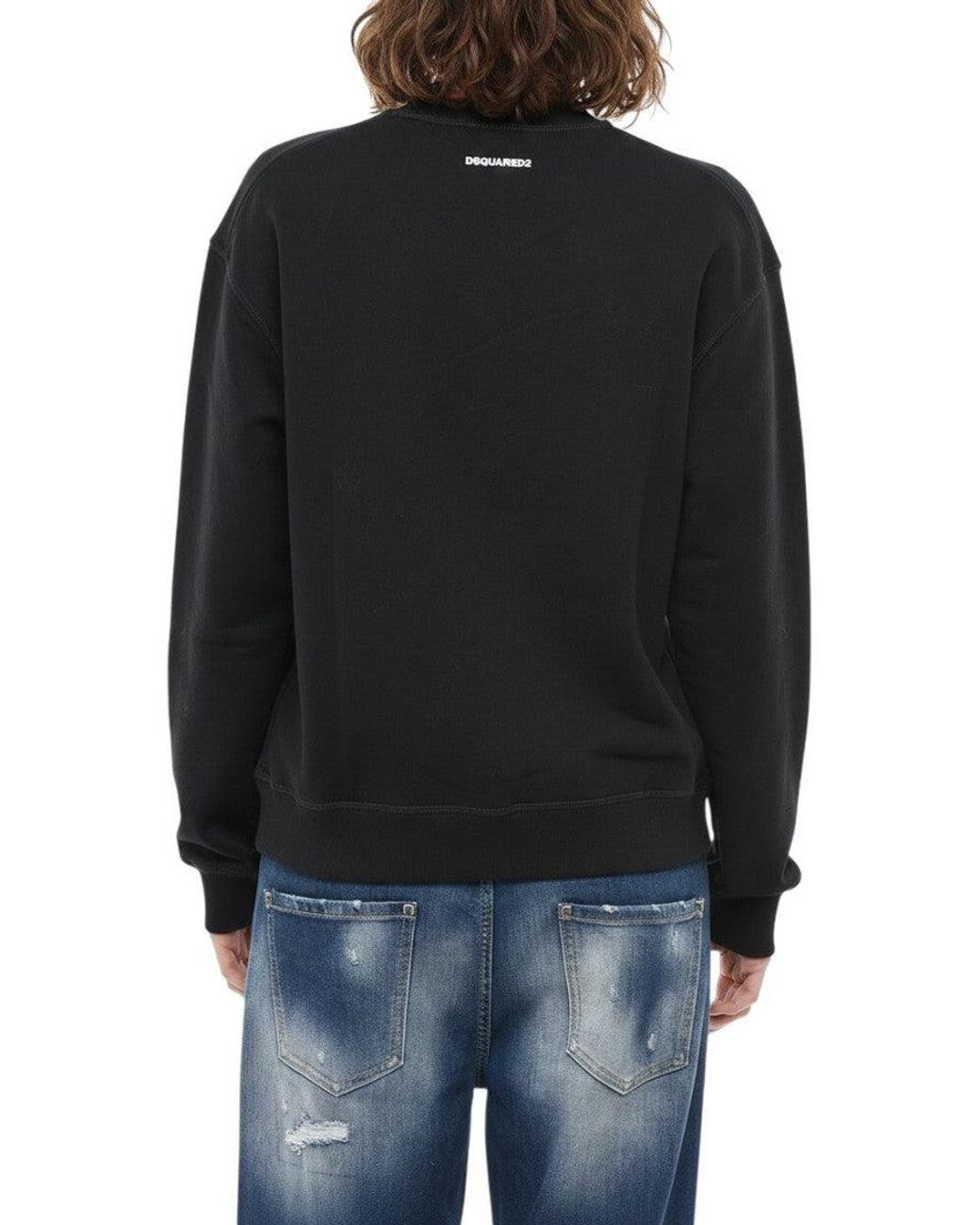DSquared² Black Graphic Crew Neck Sweatshirt