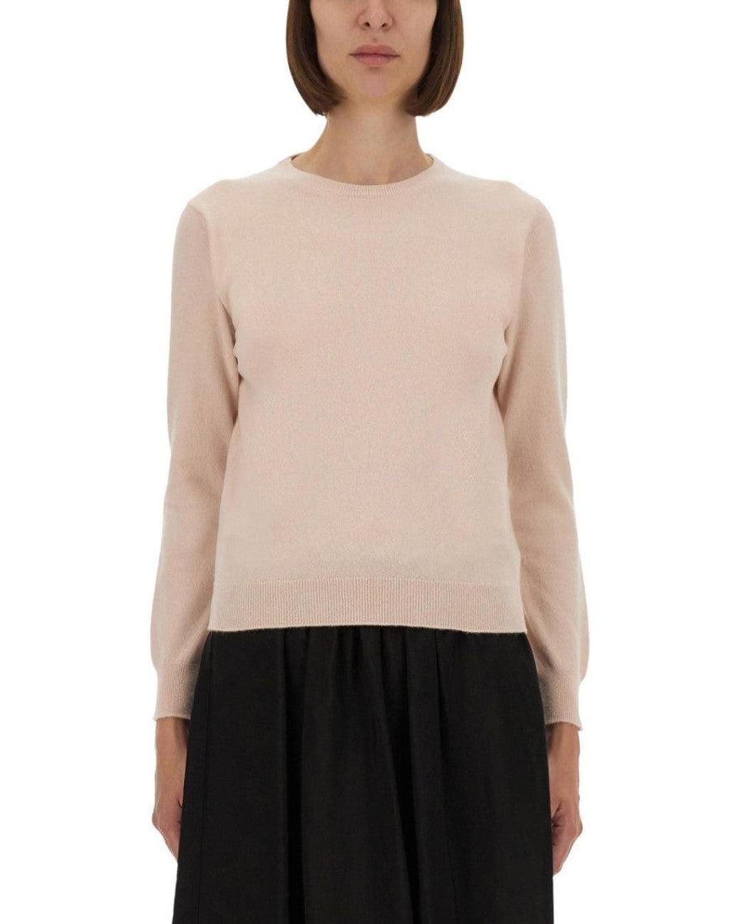 Maison Margiela White Solid Crew Neck Sweater