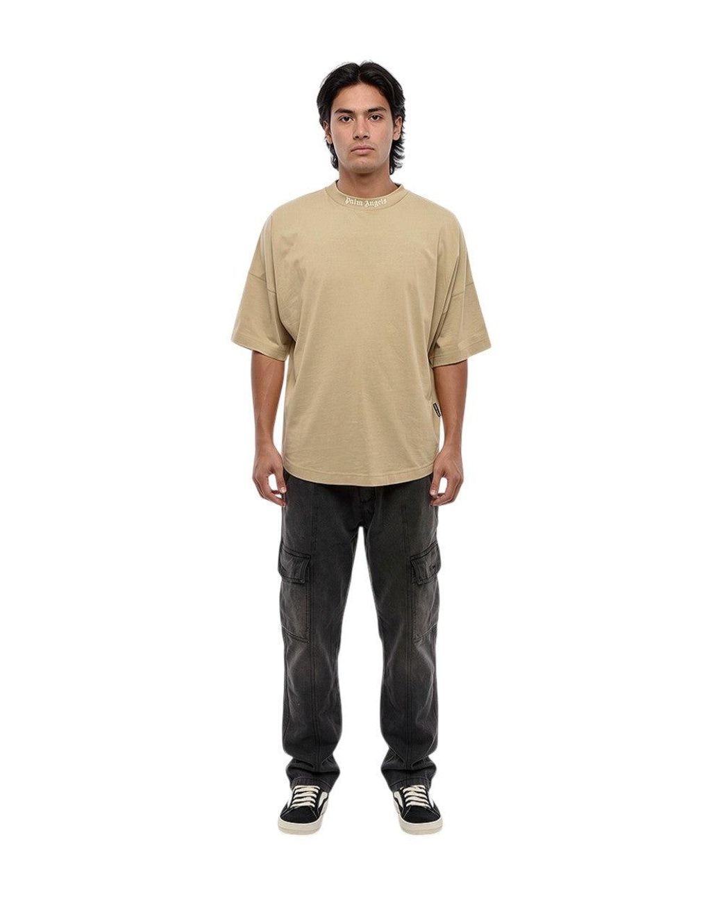 Palm Angels Natural Crew Neck T-Shirt for men