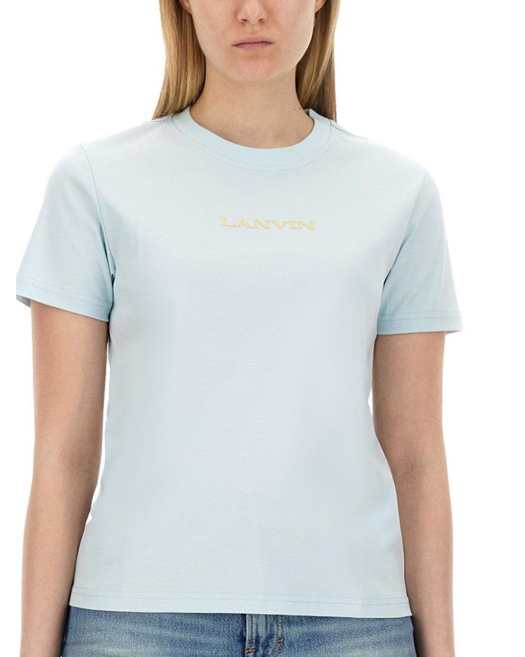 Lanvin Blue Sky Logo Crew Neck T-Shirt