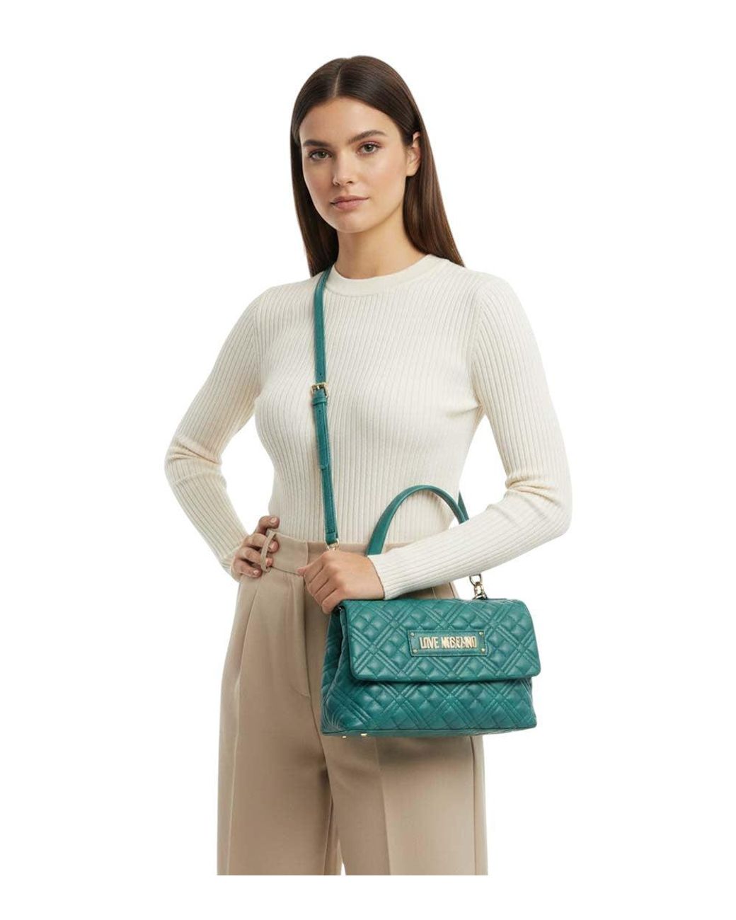 Love Moschino Green Logo Small Satchel