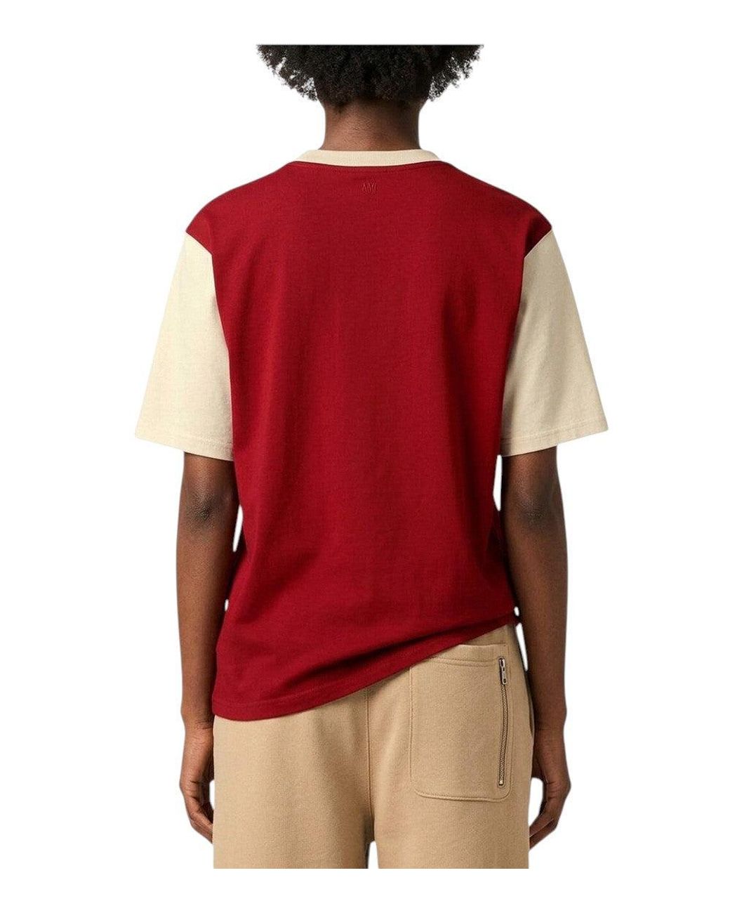 AMI Red Logo Crew Neck T-Shirt