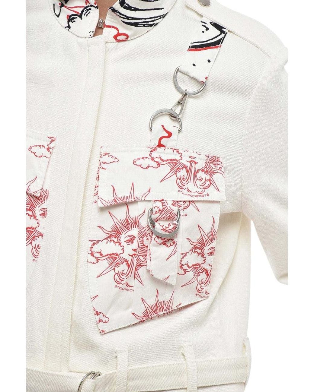 Stella McCartney White Printed Shirt Collar Jacket