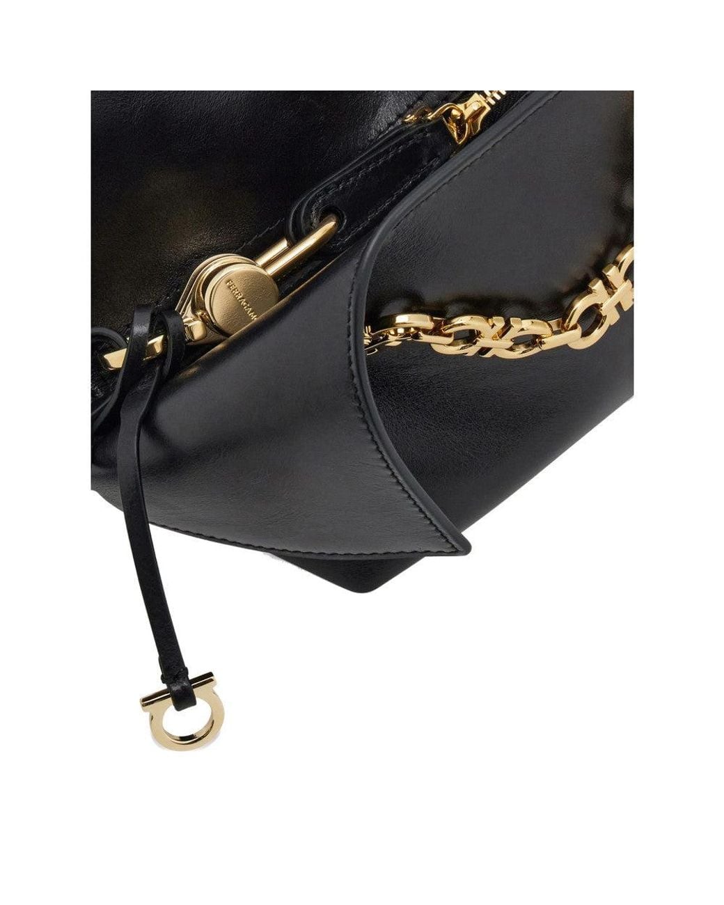 Ferragamo Black Gancini Small Shoulder Bag