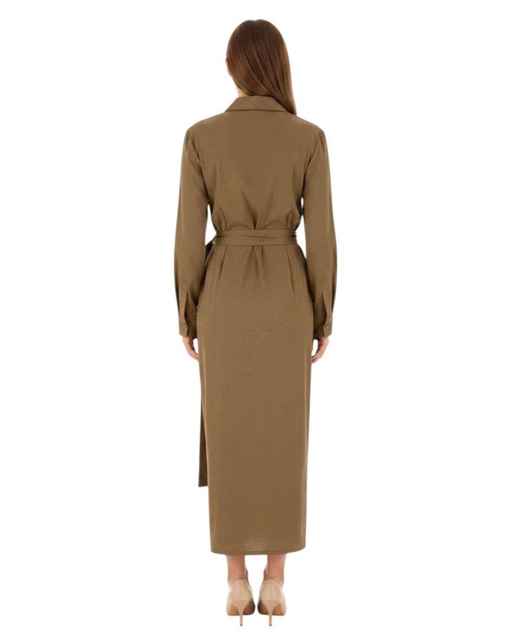 Max Mara Natural Shirt Collar Midi Dress