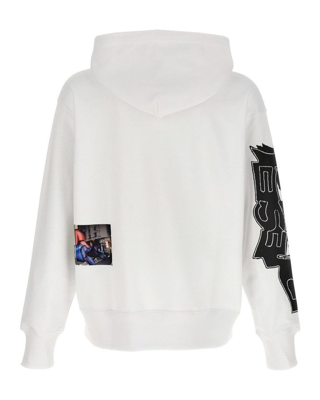 DIESEL White Graphic Hoodie for men
