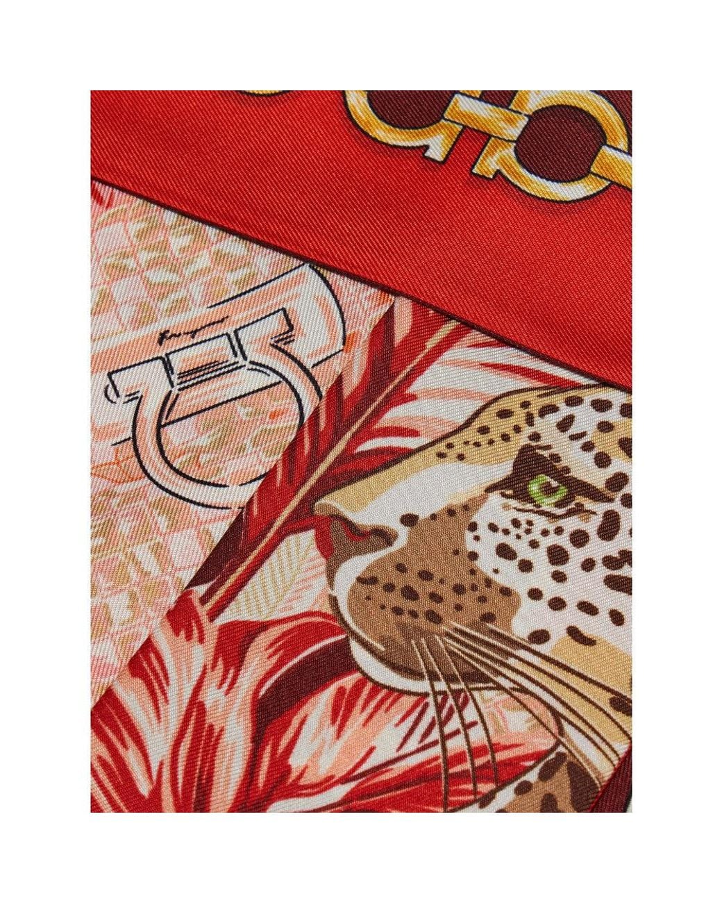 Ferragamo Red Felini Printed Scarf