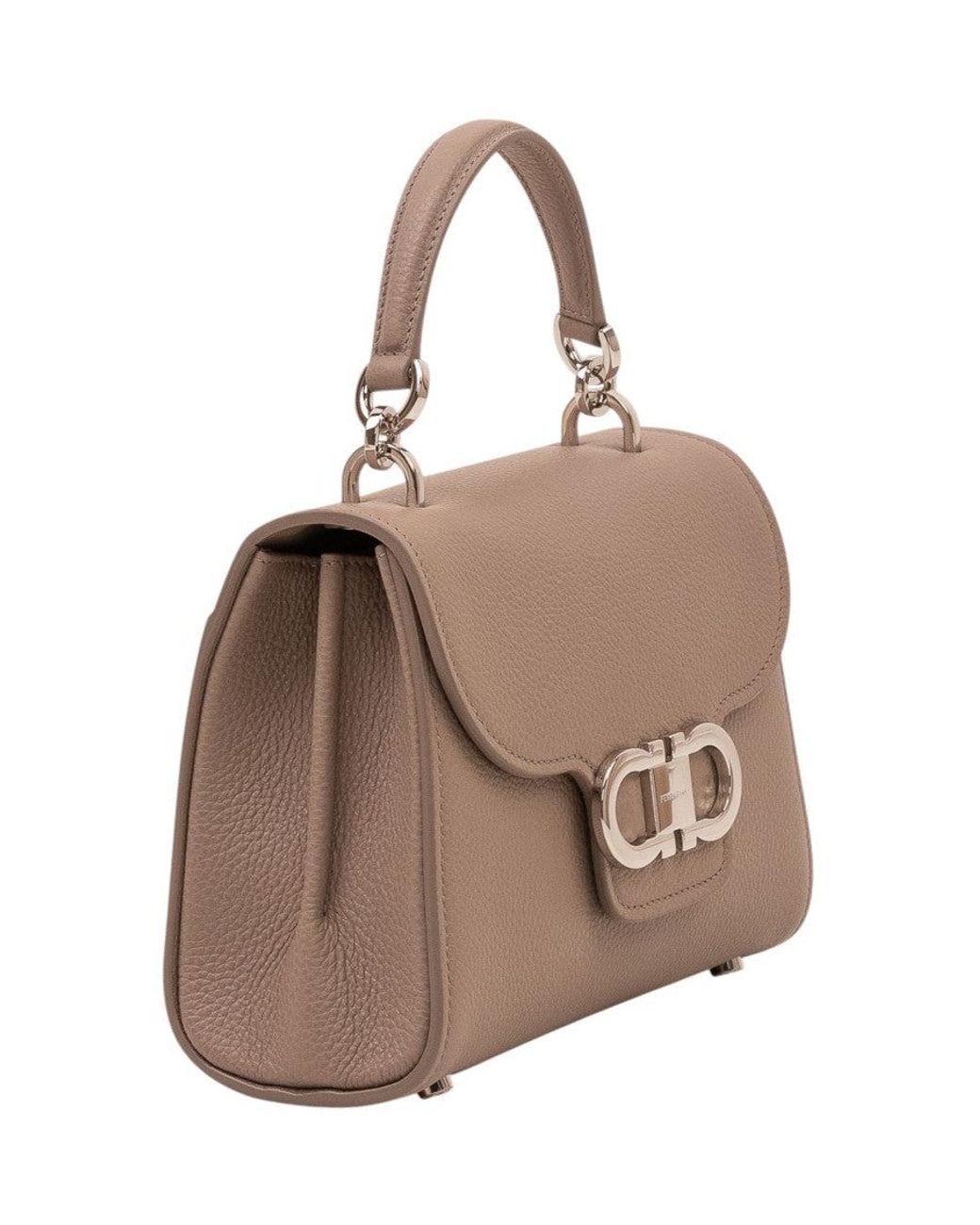 Ferragamo Brown Taupe Gancini Xs Satchel