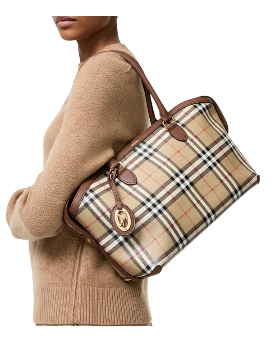 Burberry Metallic Check Small Tote
