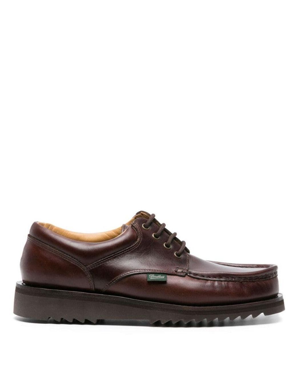 Paraboot Brown Polished Leather Lace-Up Dress Shoes for men