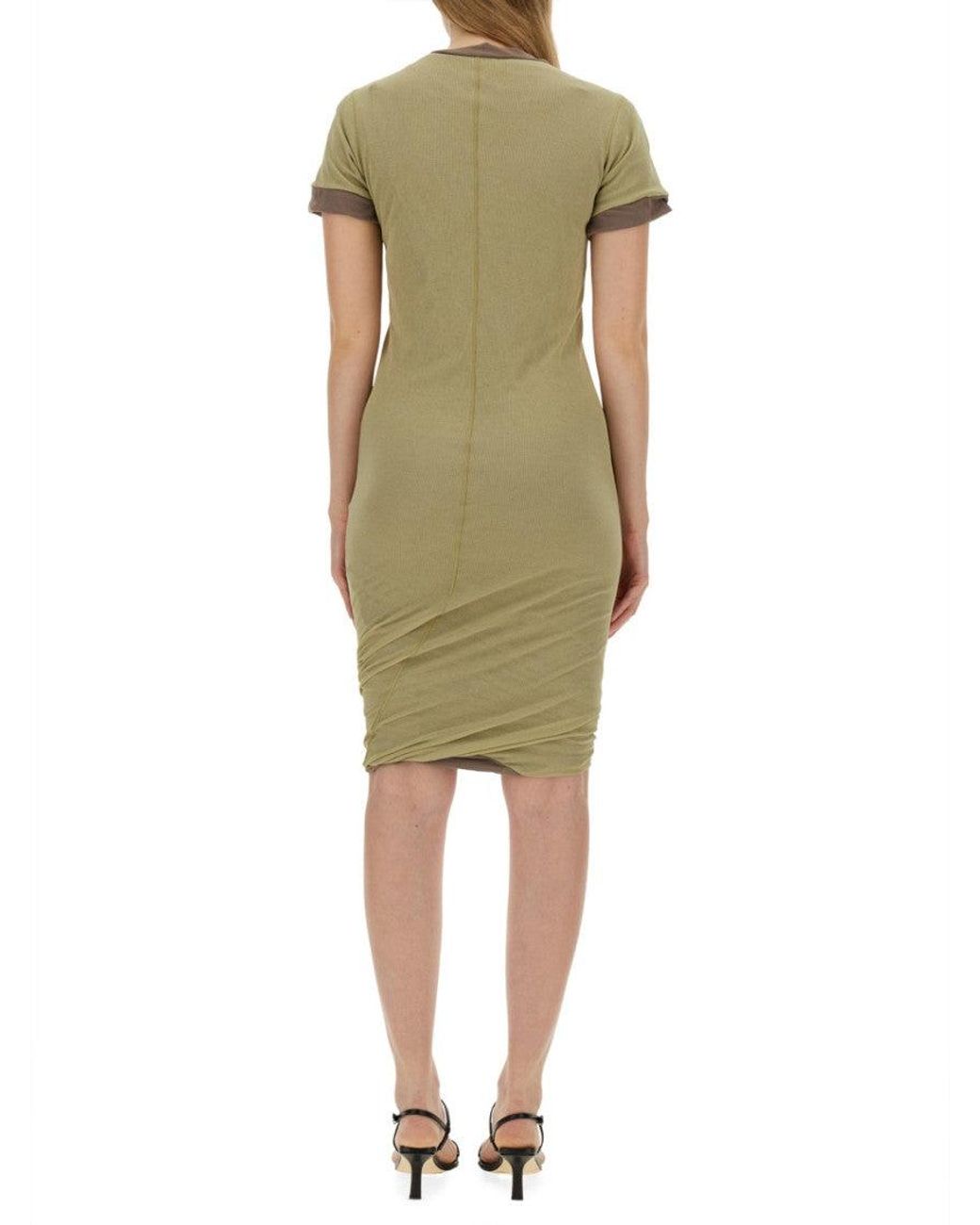 Sportmax Green Round Neck Knee Length Dress