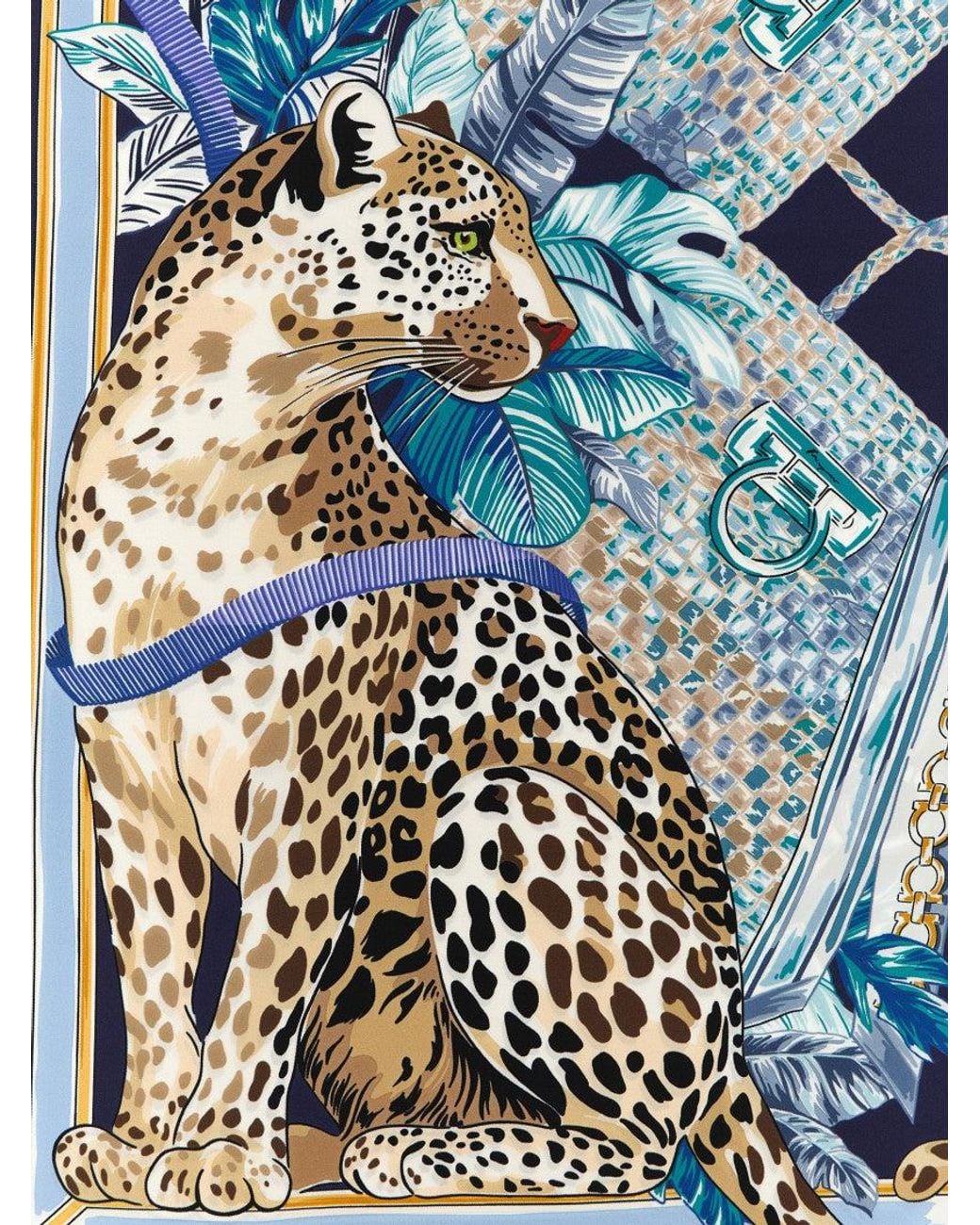 Ferragamo Metallic Felindra Animal Print Scarf