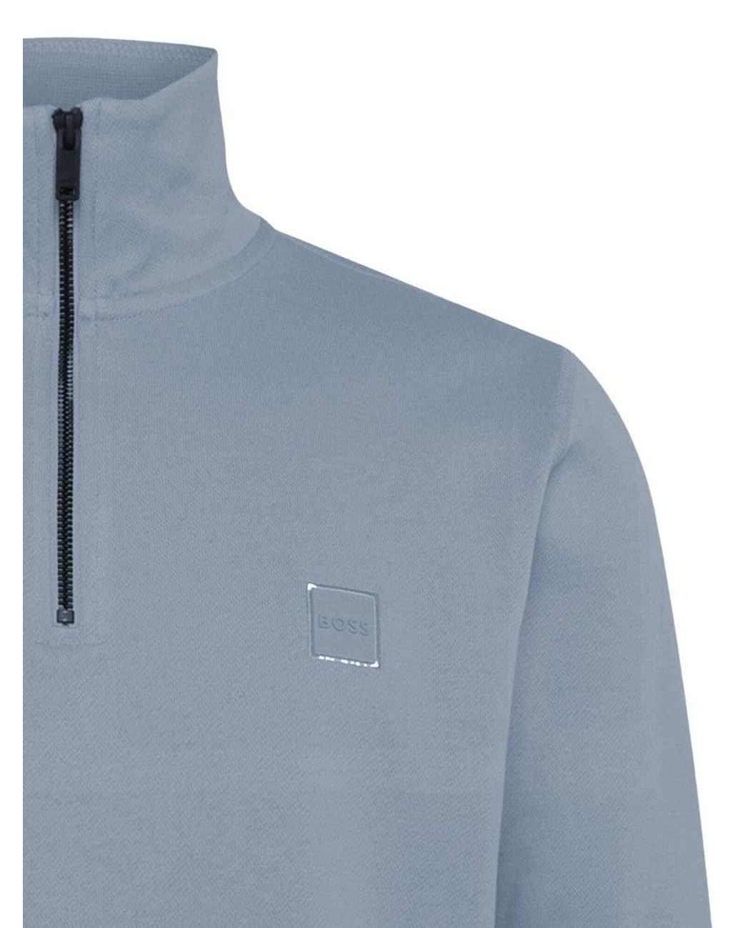 Boss Blue Light Half Zip Sweatshirt for men