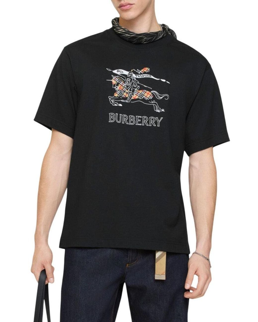 Burberry Black Crew Neck Logo T-Shirt for men
