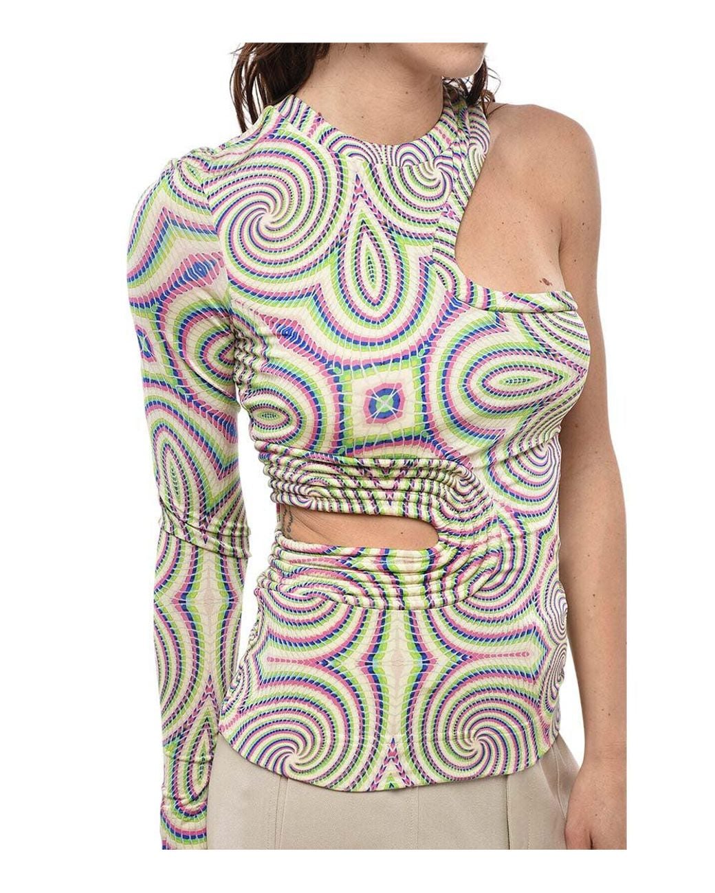Stella McCartney Natural One Shoulder Top