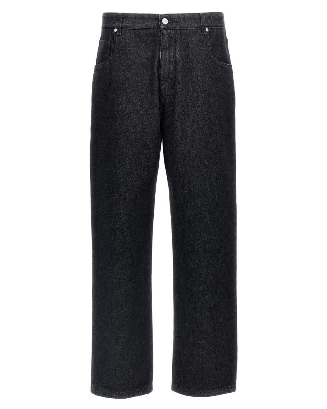Fendi Blue Logo Straight Jeans for men