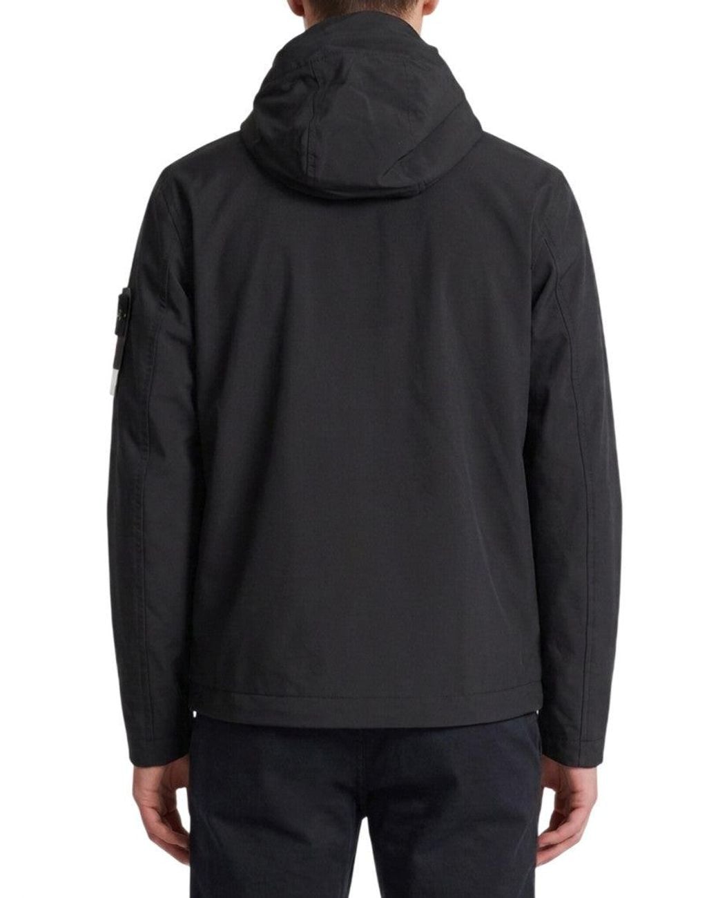 Stone Island Black 4100108 Soft Shell-R_E.Dye Technology Hooded Jacket for men