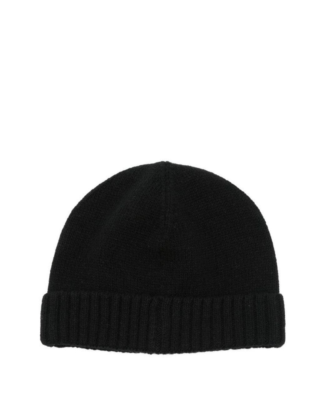 Borsalino Black Textured Beanie Cap