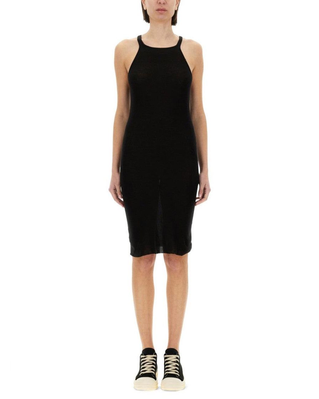 Rick Owens Black Halter Neck Knee Length Dress
