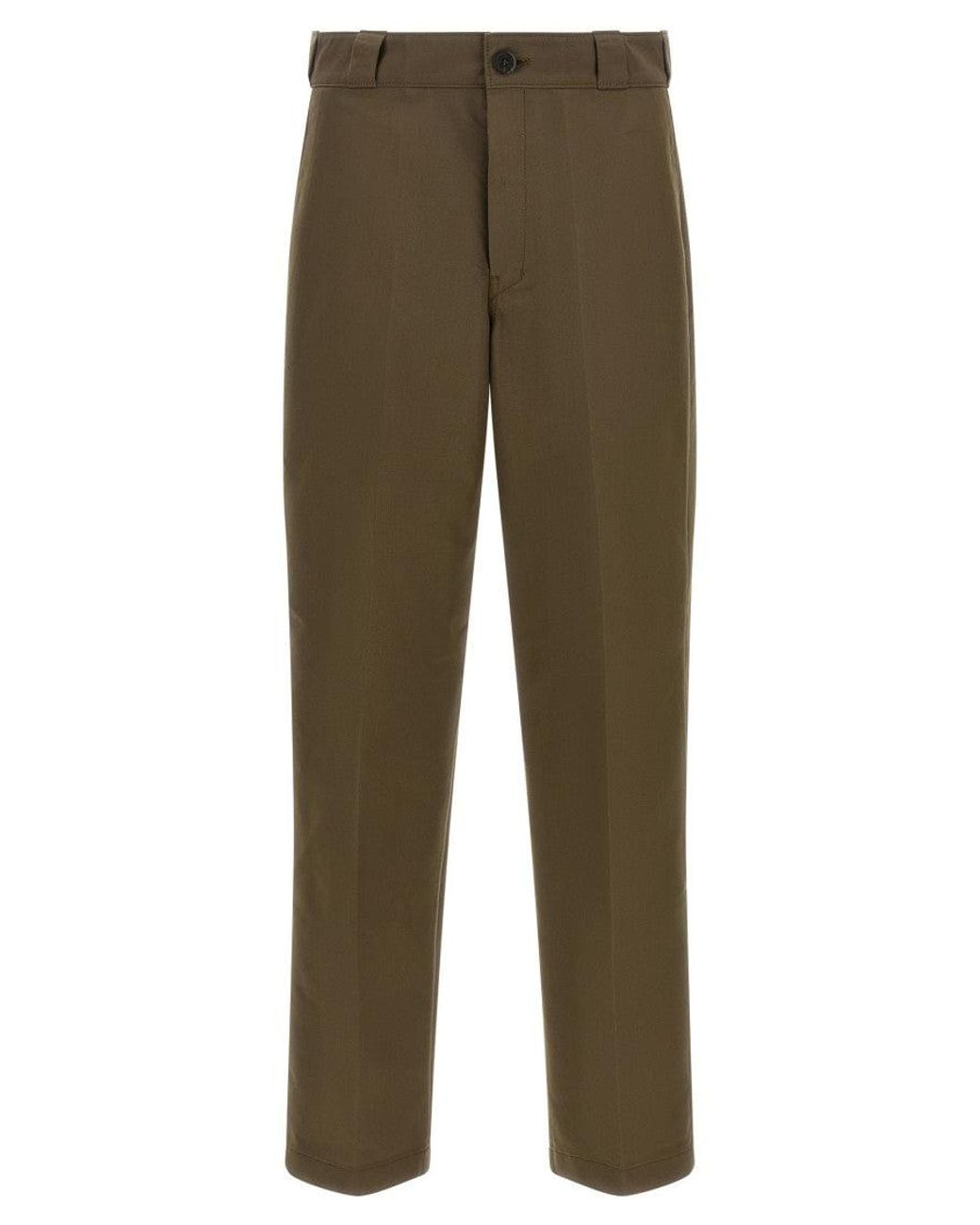 Prada Green Tailored Flat Front Pants for men