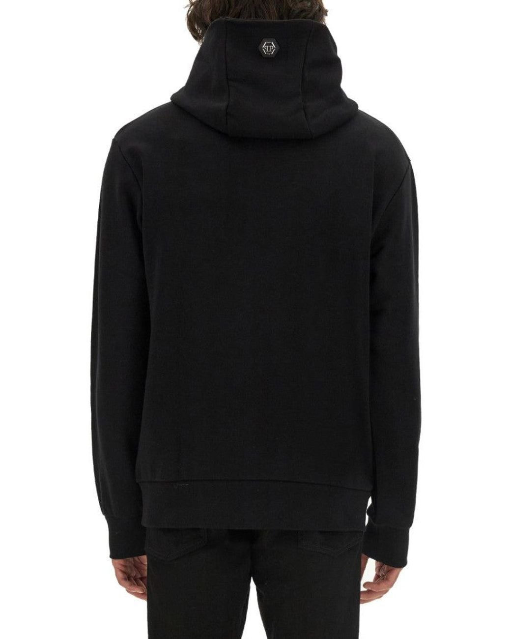 Philipp Plein Black Logo Hood Sweatshirts for men
