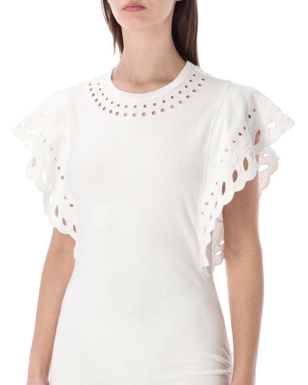 Isabel Marant White Round Neck Mini Dress