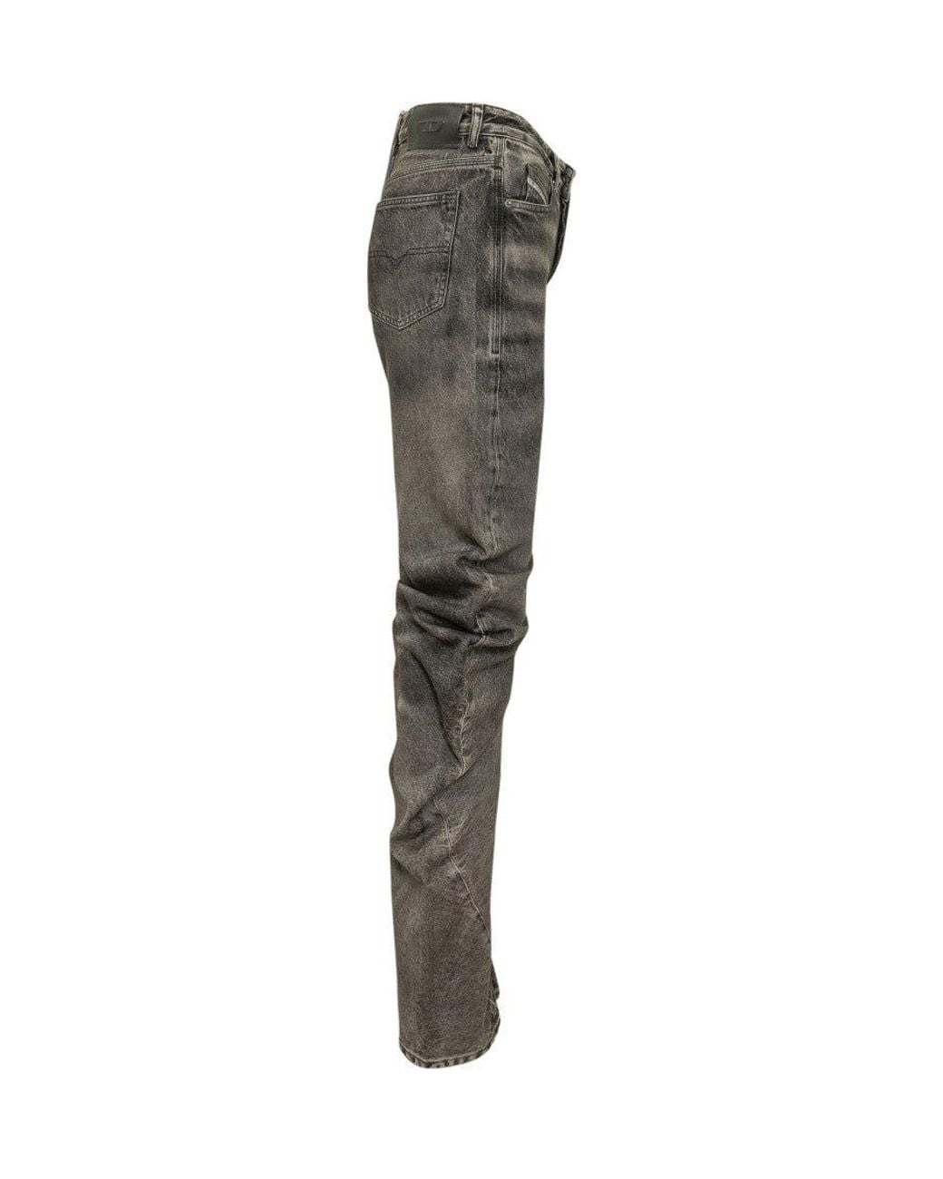 DIESEL Gray Straight Mid Rise Jeans for men