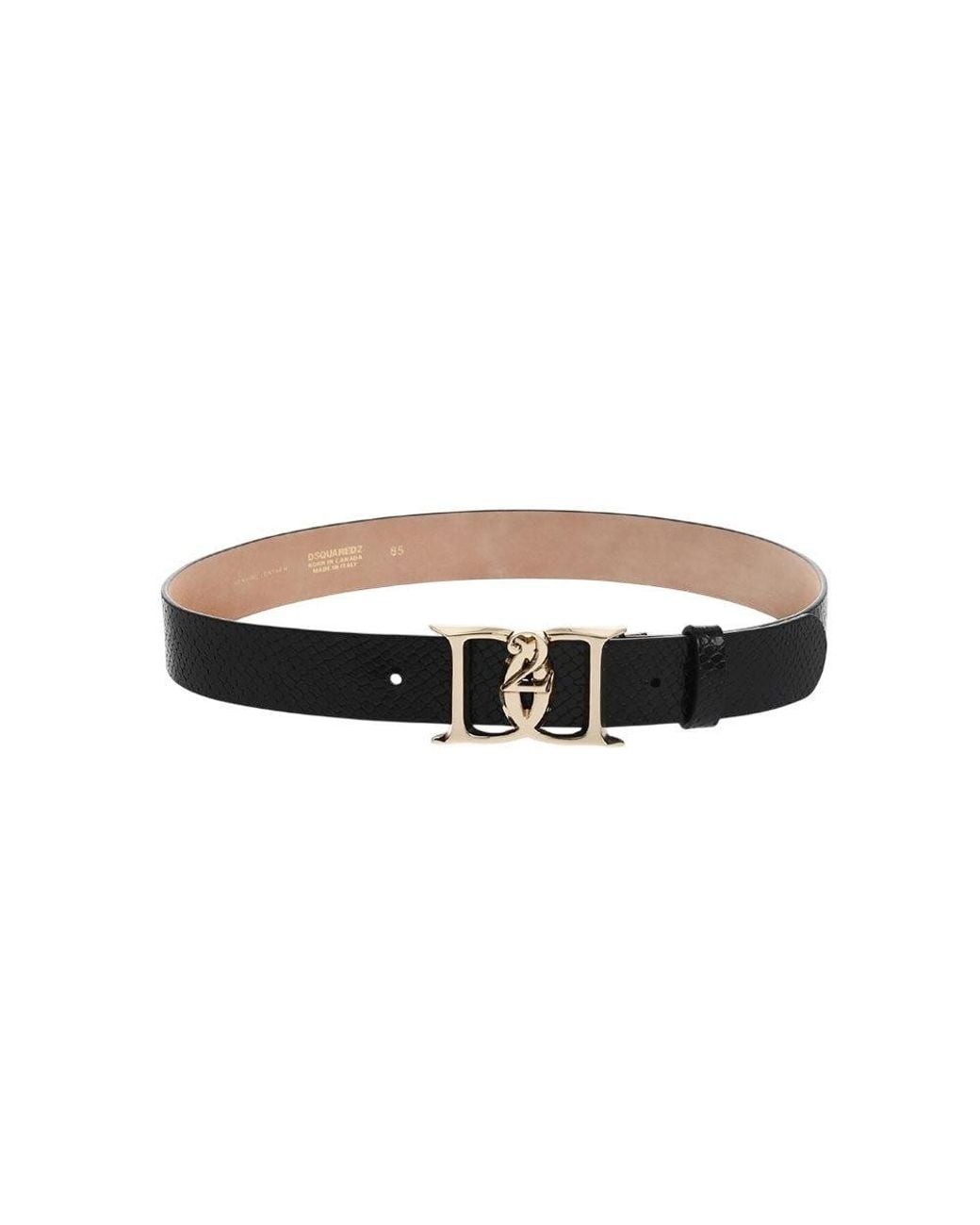 DSquared² Black Logo Textured Belt