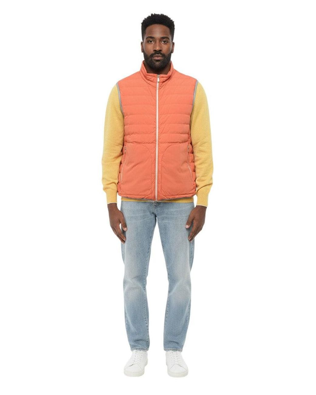 Brunello Cucinelli Orange Quilted Regular Jacket for men